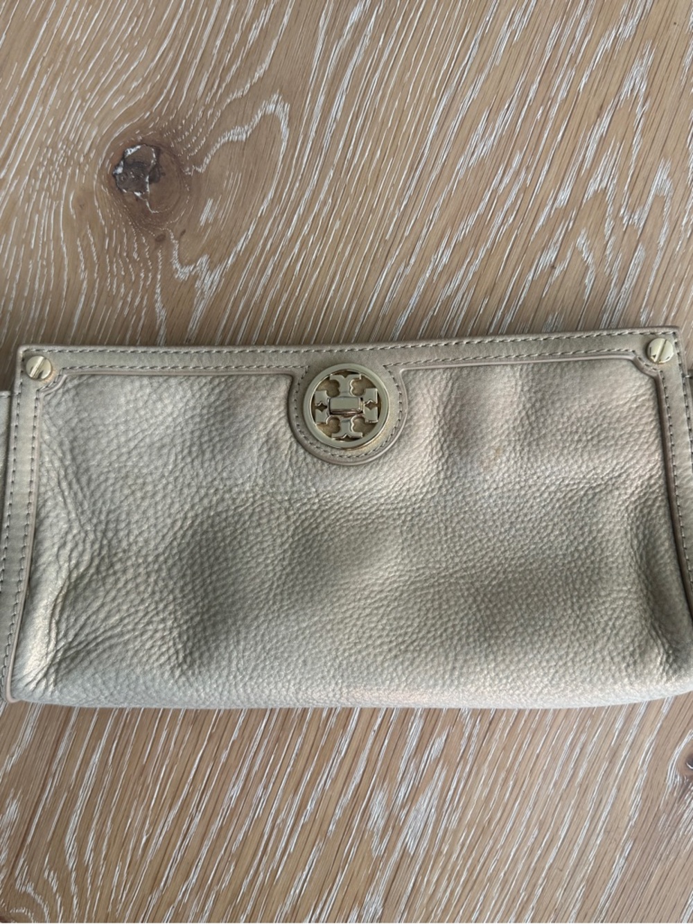 Tory Burch Metallic Gold Leather Wristlet Clutch